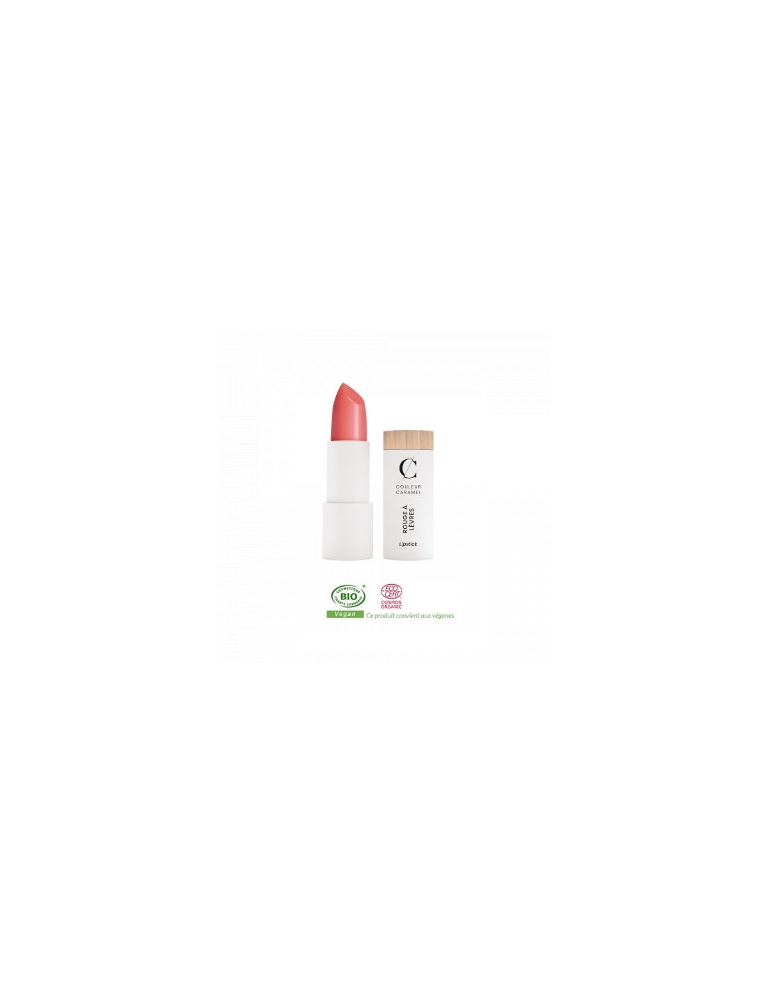 Rouge à Lèvres Bio Couleur Caramel - Teinte 506 Rose Corail - Finition Satin - 3.5g