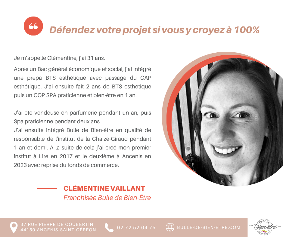 Clémentine • Franchisée Bulle de Bien-être depuis 2017